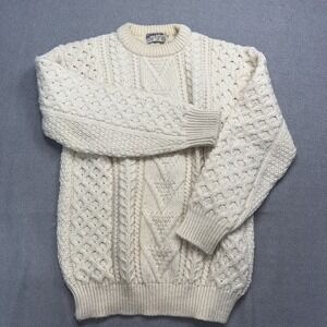 Vintage Kilspindie Scotland 100% Wool Cable Knit Fisherman Sweater Medium